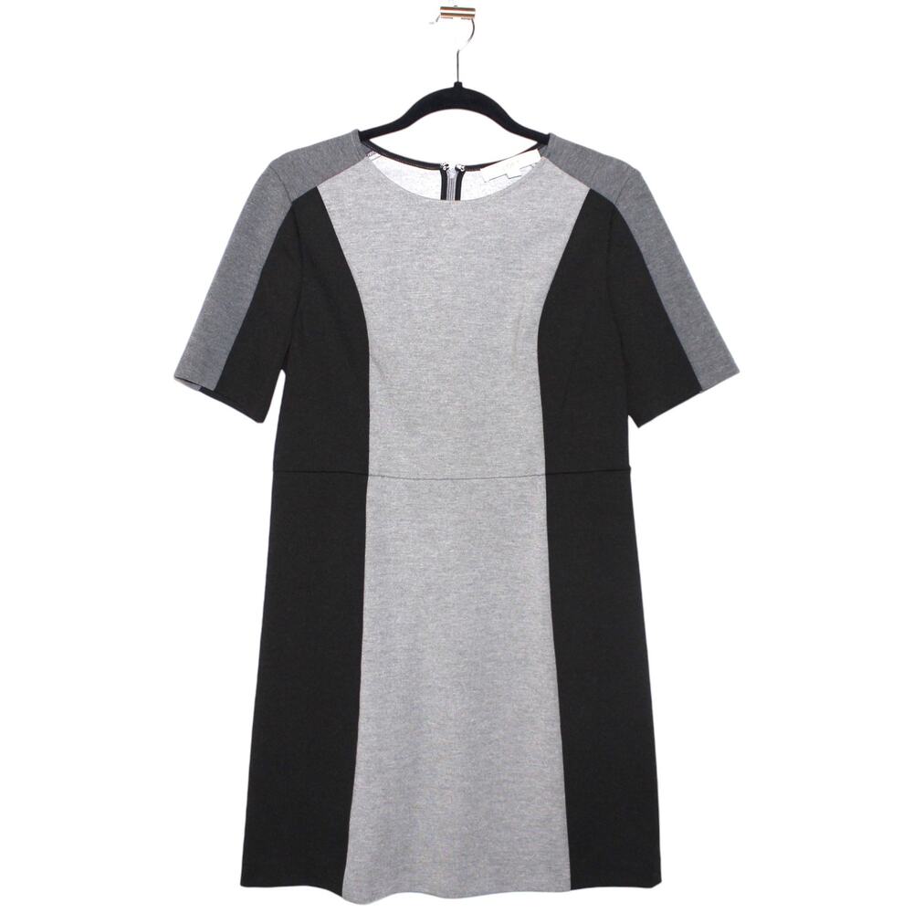 LOFT Color Block Black Grey Mini Dress Petite 8 Medium